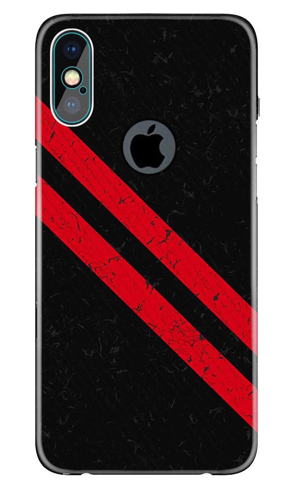 Black Red Pattern Mobile Back Case for iPhone X logo cut (Design - 373)