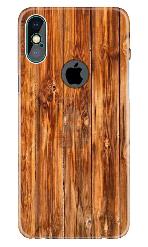 Wooden Texture Mobile Back Case for iPhone X logo cut (Design - 376)
