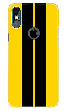 Black Yellow Pattern Mobile Back Case for iPhone X logo cut (Design - 377)