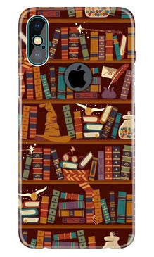 Book Shelf Mobile Back Case for iPhone X logo cut (Design - 390)