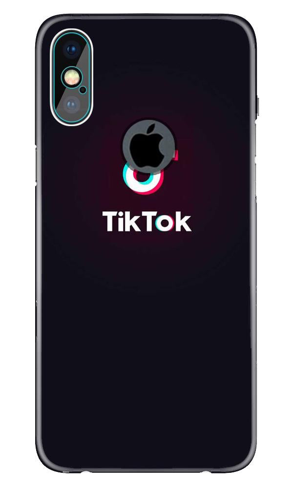 Tiktok Mobile Back Case for iPhone X logo cut (Design - 396)