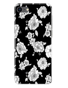 White flowers Black Background Mobile Back Case for iPhone Se 2020 (Design - 9)
