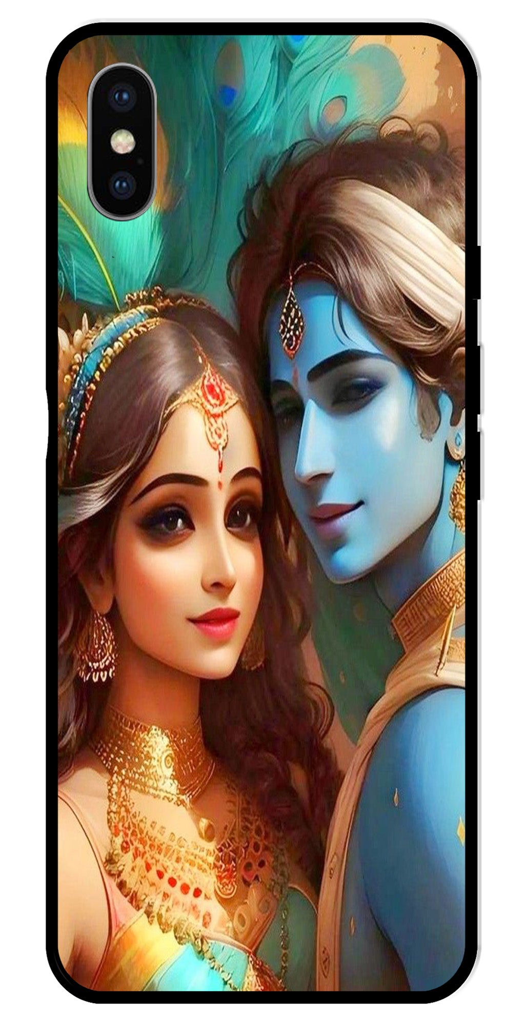 Lord Radha Krishna Metal Mobile Case for iPhone X Metal Case  (Design No -01)