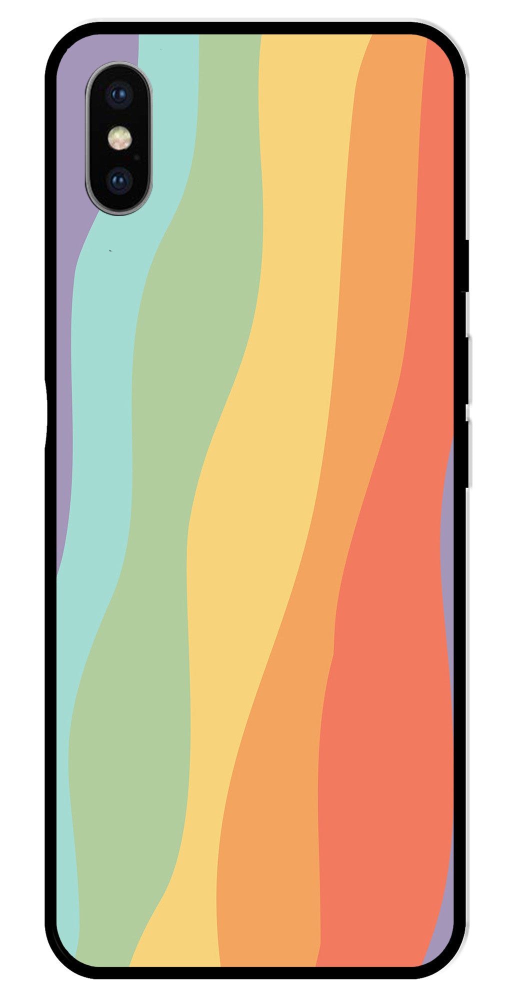 Muted Rainbow Metal Mobile Case for iPhone X Metal Case  (Design No -02)