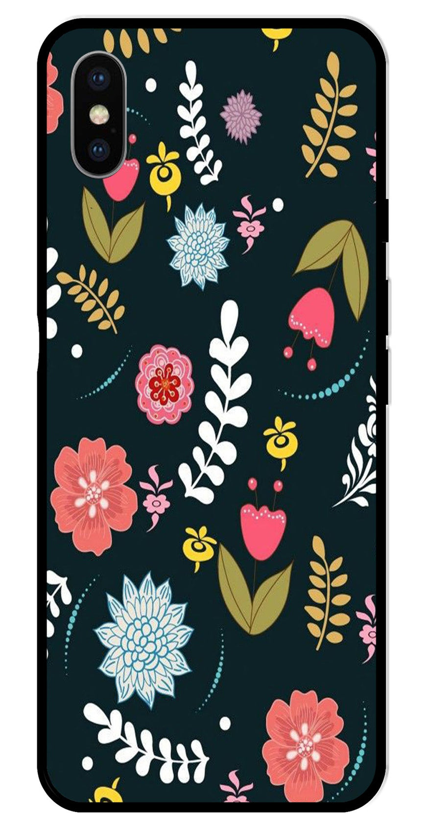 Floral Pattern2 Metal Mobile Case for iPhone X Metal Case  (Design No -12)