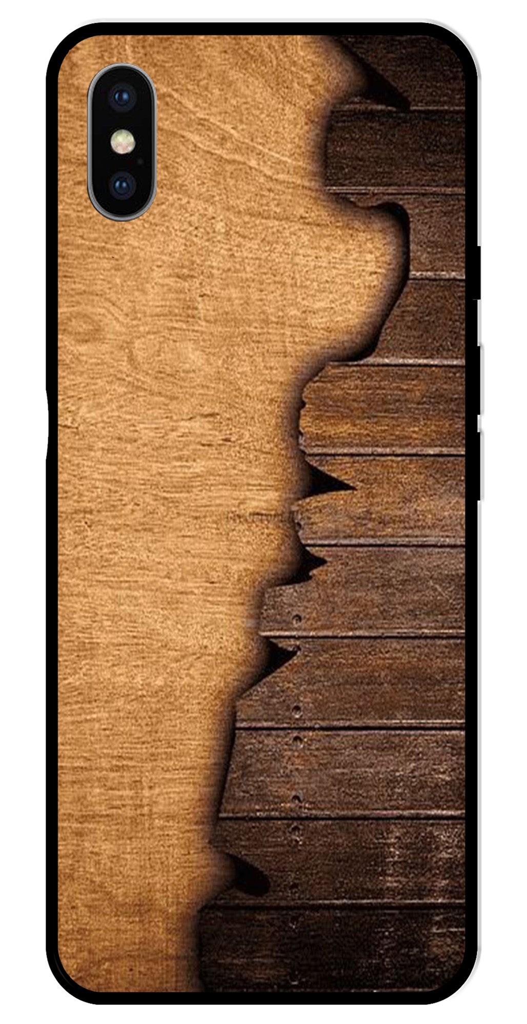 Wooden Design Metal Mobile Case for iPhone X Metal Case  (Design No -13)