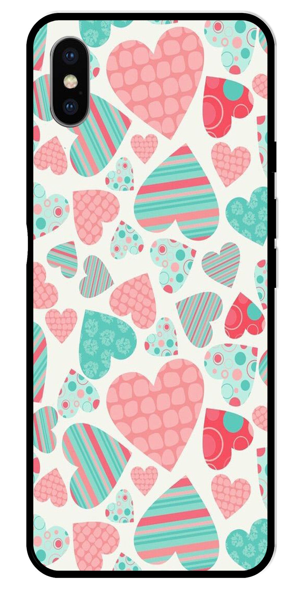 Hearts Pattern Metal Mobile Case for iPhone X Metal Case  (Design No -22)