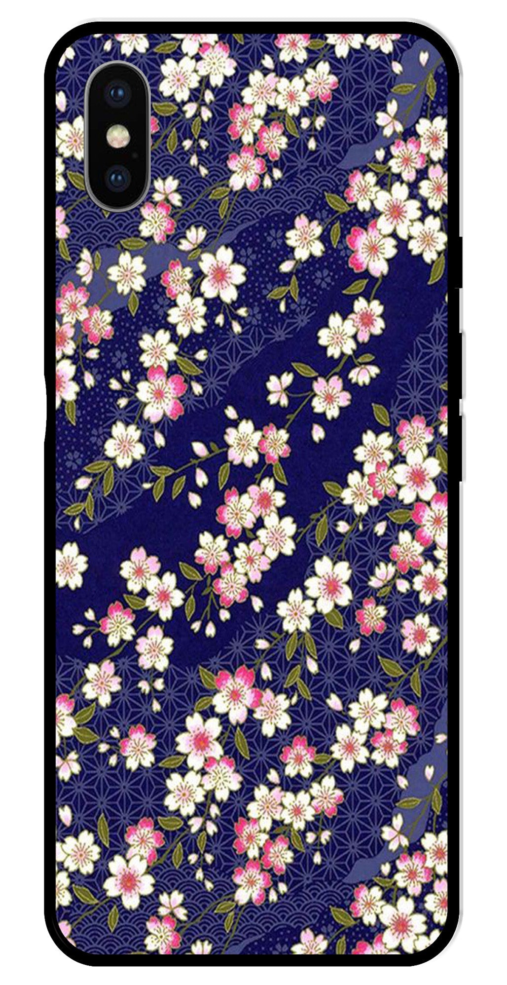 Flower Design Metal Mobile Case for iPhone X Metal Case  (Design No -25)