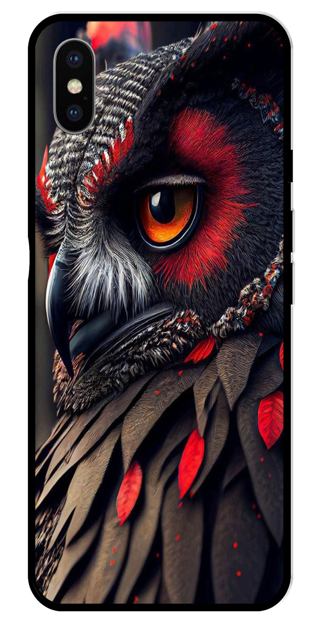 Owl Design Metal Mobile Case for iPhone X Metal Case  (Design No -26)