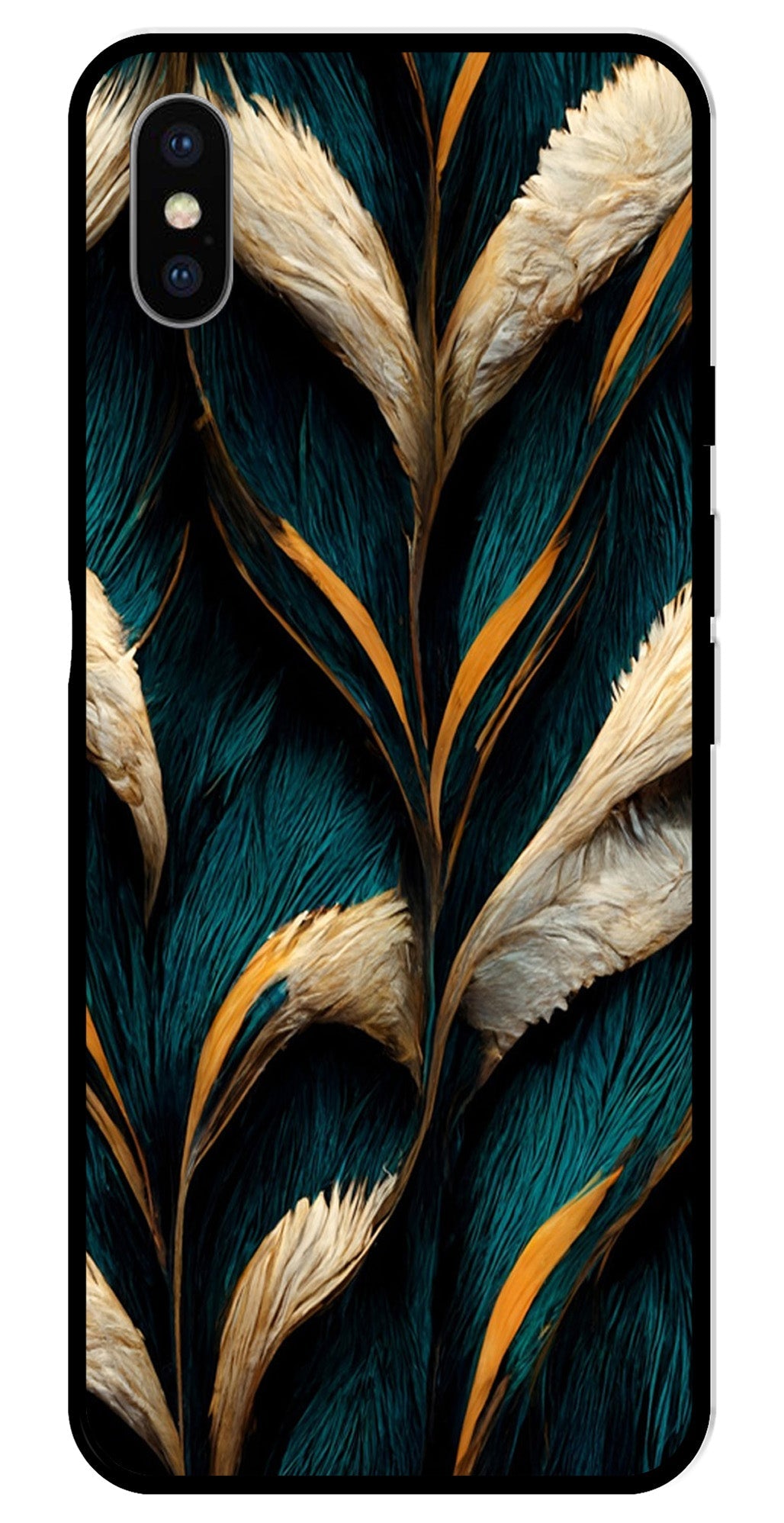 Feathers Metal Mobile Case for iPhone X Metal Case  (Design No -30)