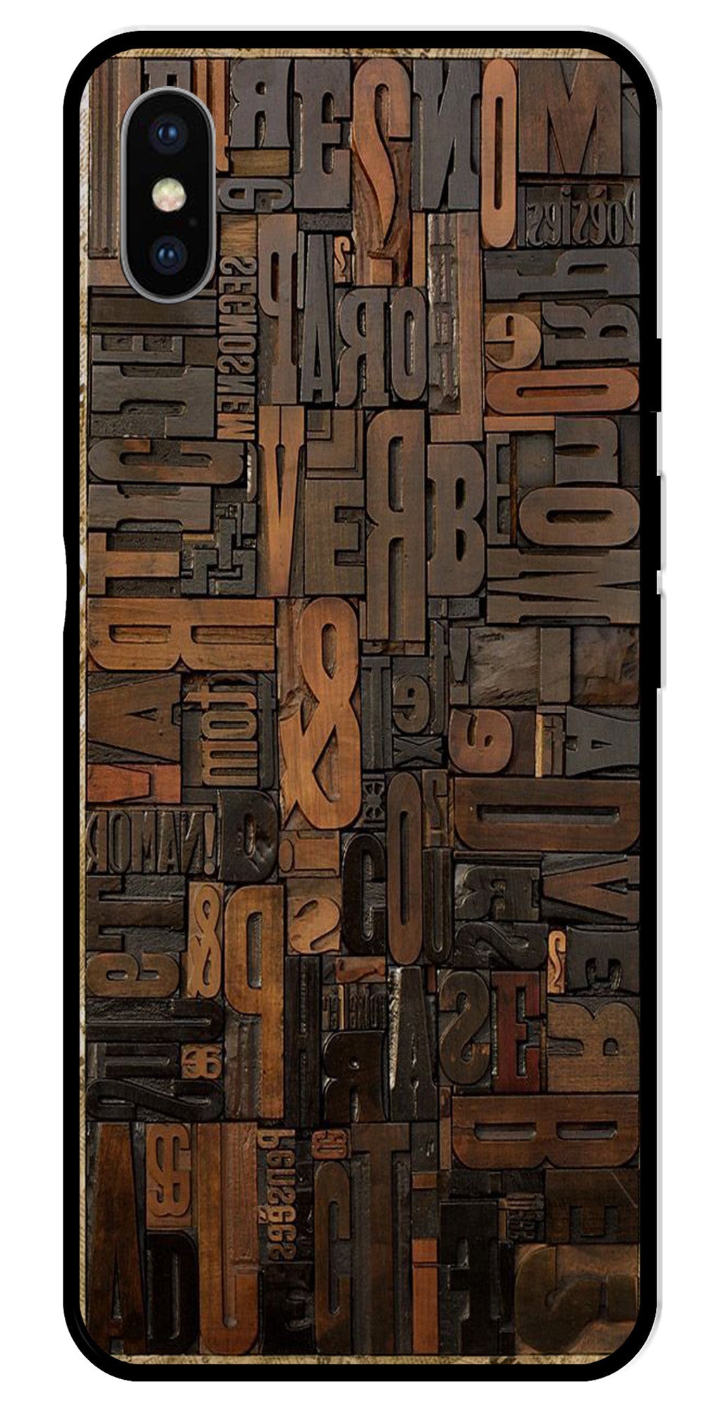 Alphabets Metal Mobile Case for iPhone X Metal Case  (Design No -32)