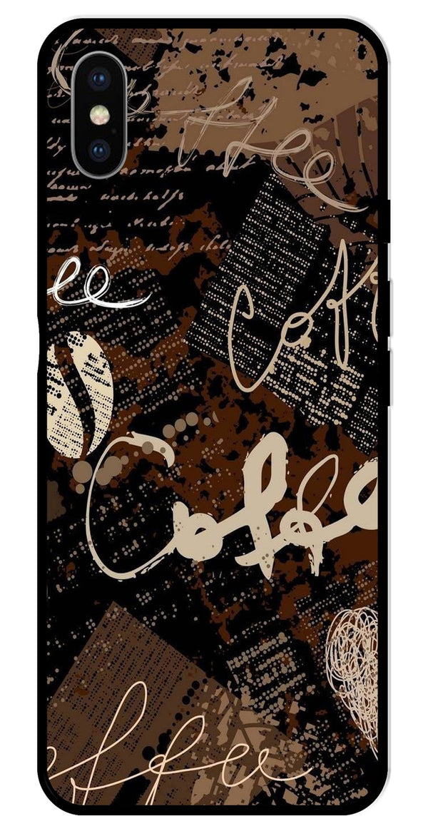 Coffee Pattern Metal Mobile Case for iPhone X Metal Case  (Design No -37)