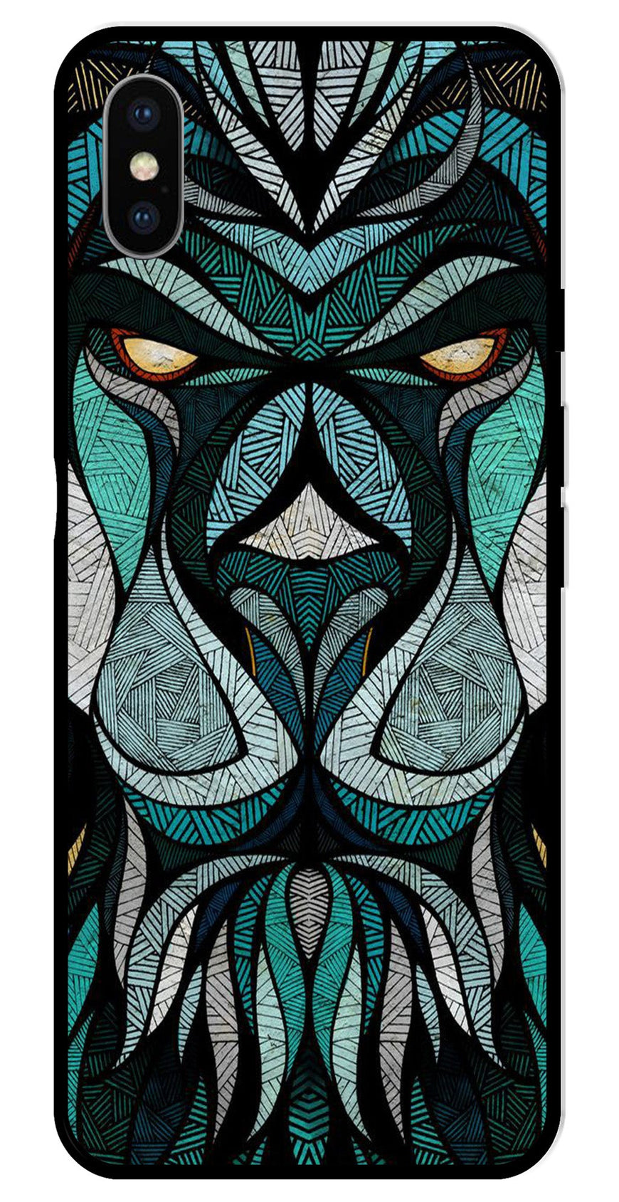 Lion Pattern Metal Mobile Case for iPhone X Metal Case  (Design No -40)