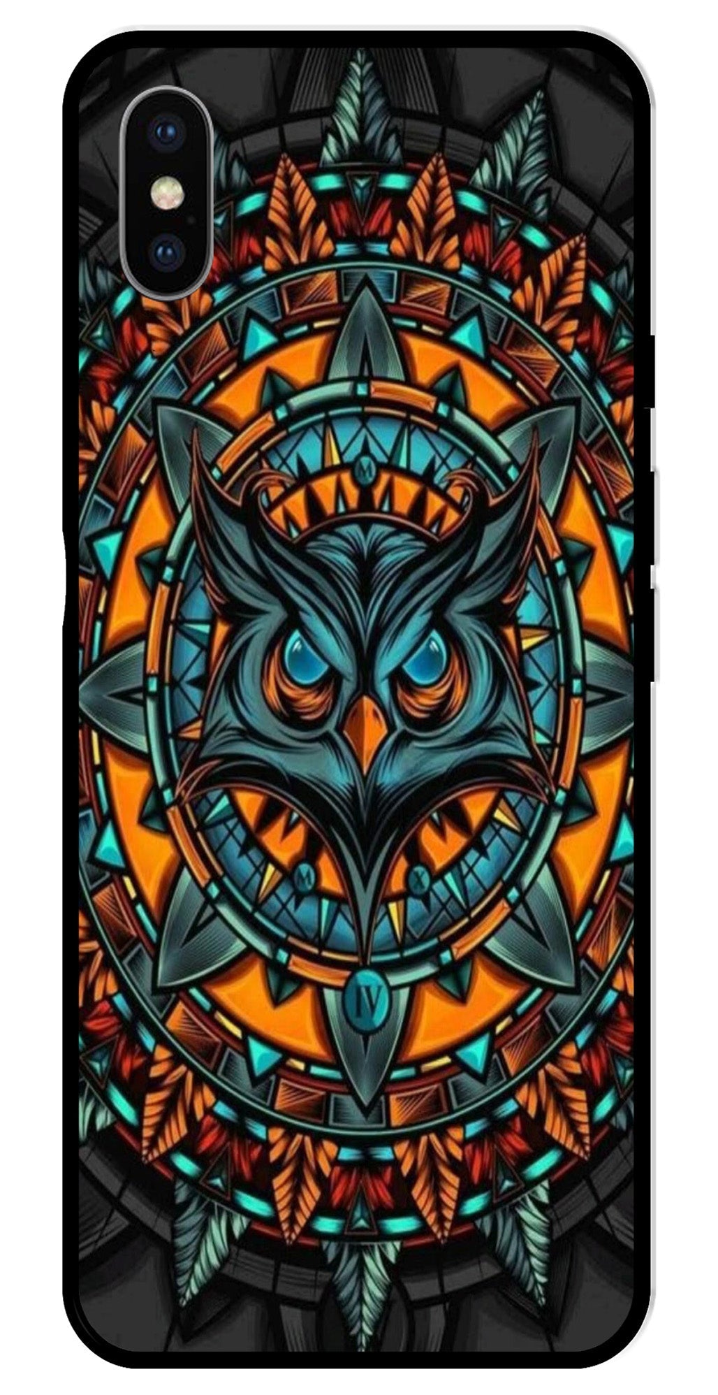 Owl Pattern Metal Mobile Case for iPhone X Metal Case  (Design No -42)