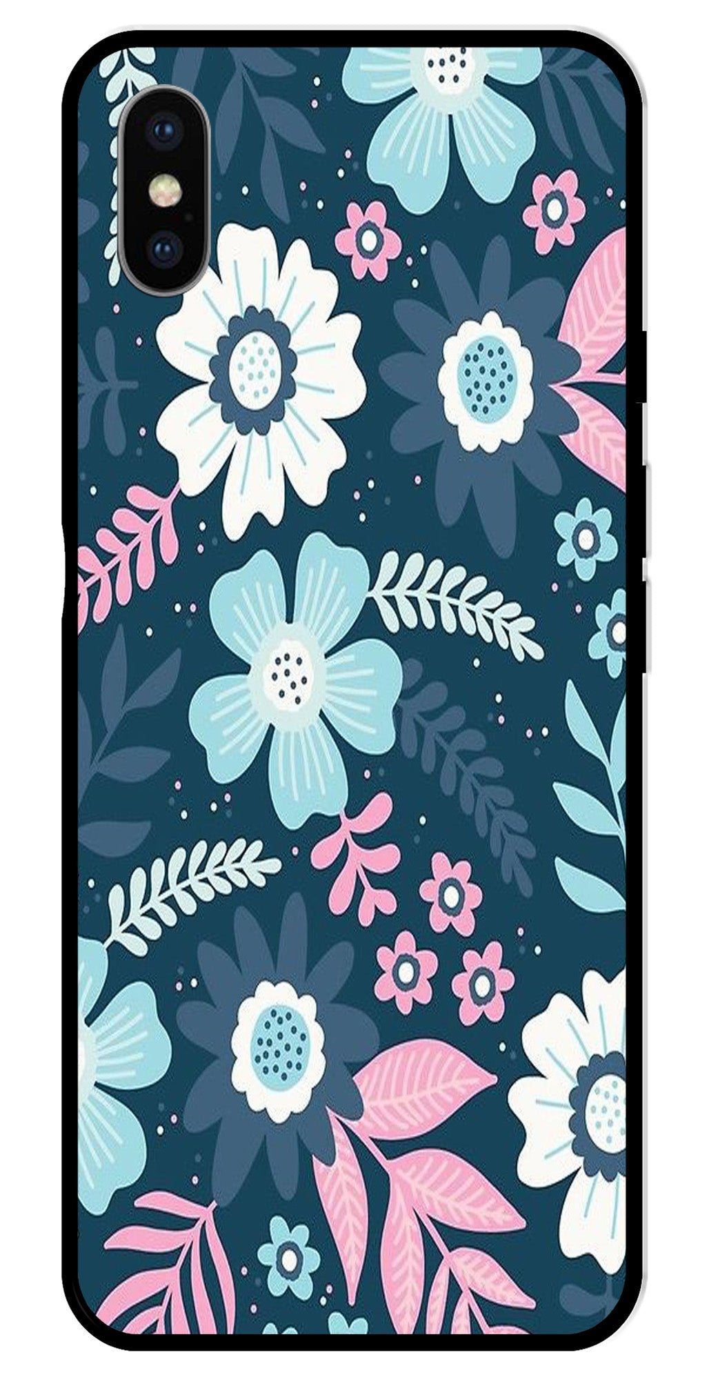 Flower Leaves Design Metal Mobile Case for iPhone X Metal Case  (Design No -50)