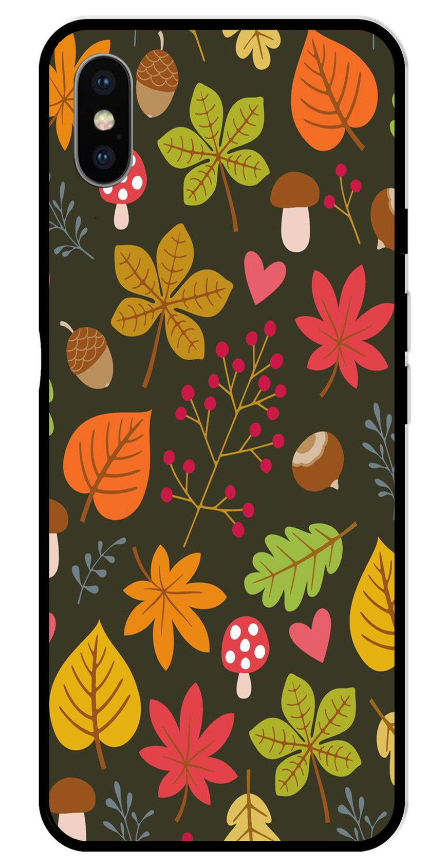 Leaves Design Metal Mobile Case for iPhone X Metal Case  (Design No -51)