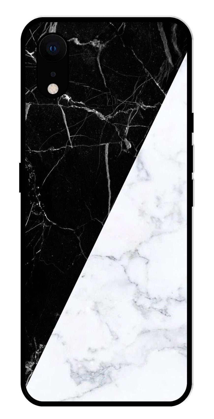 Black White Marble Design Metal Mobile Case for iPhone XR Metal Case  (Design No -09)