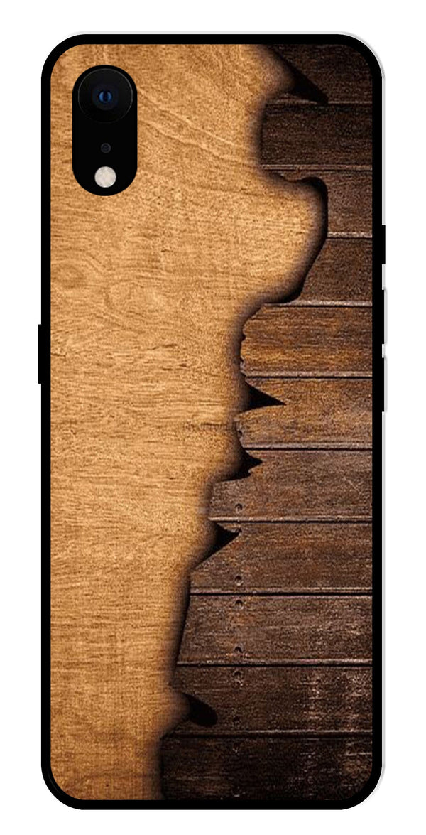 Wooden Design Metal Mobile Case for iPhone XR Metal Case  (Design No -13)
