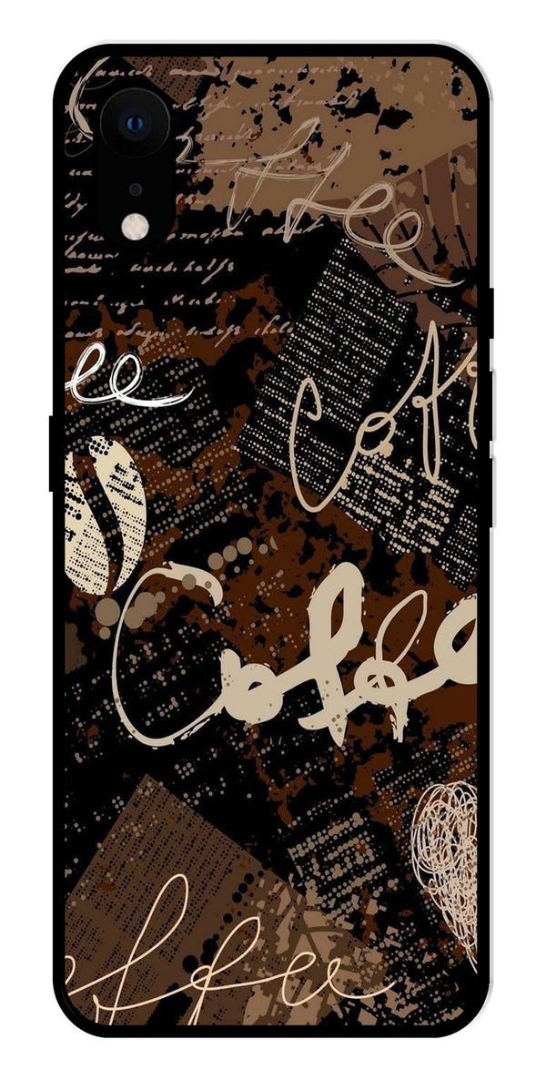Coffee Pattern Metal Mobile Case for iPhone XR Metal Case  (Design No -37)