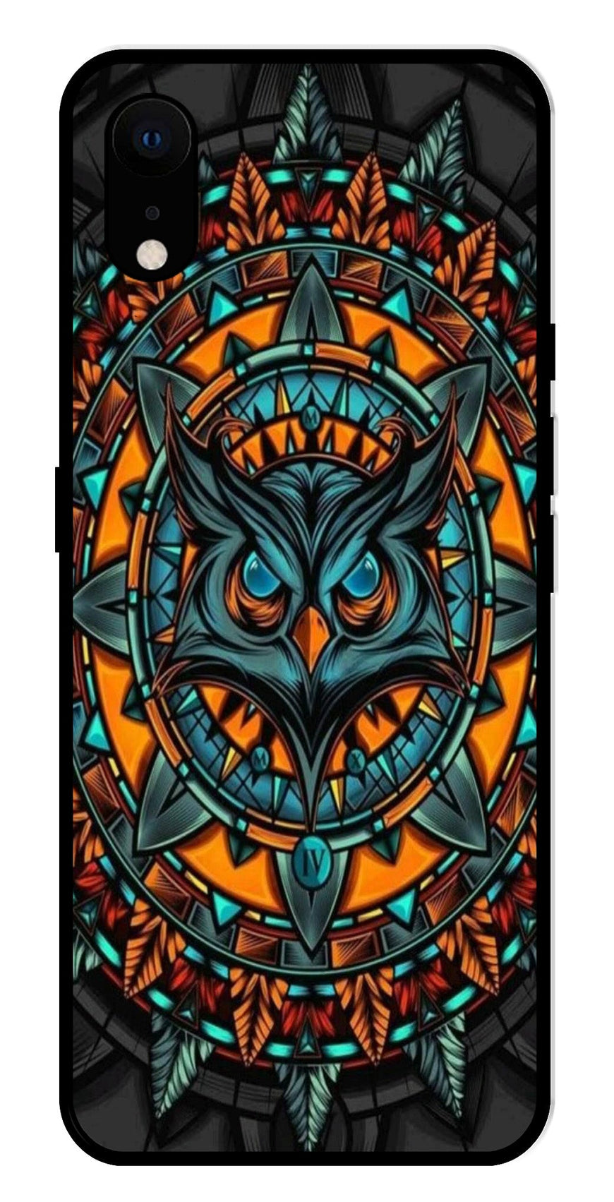 Owl Pattern Metal Mobile Case for iPhone XR Metal Case  (Design No -42)