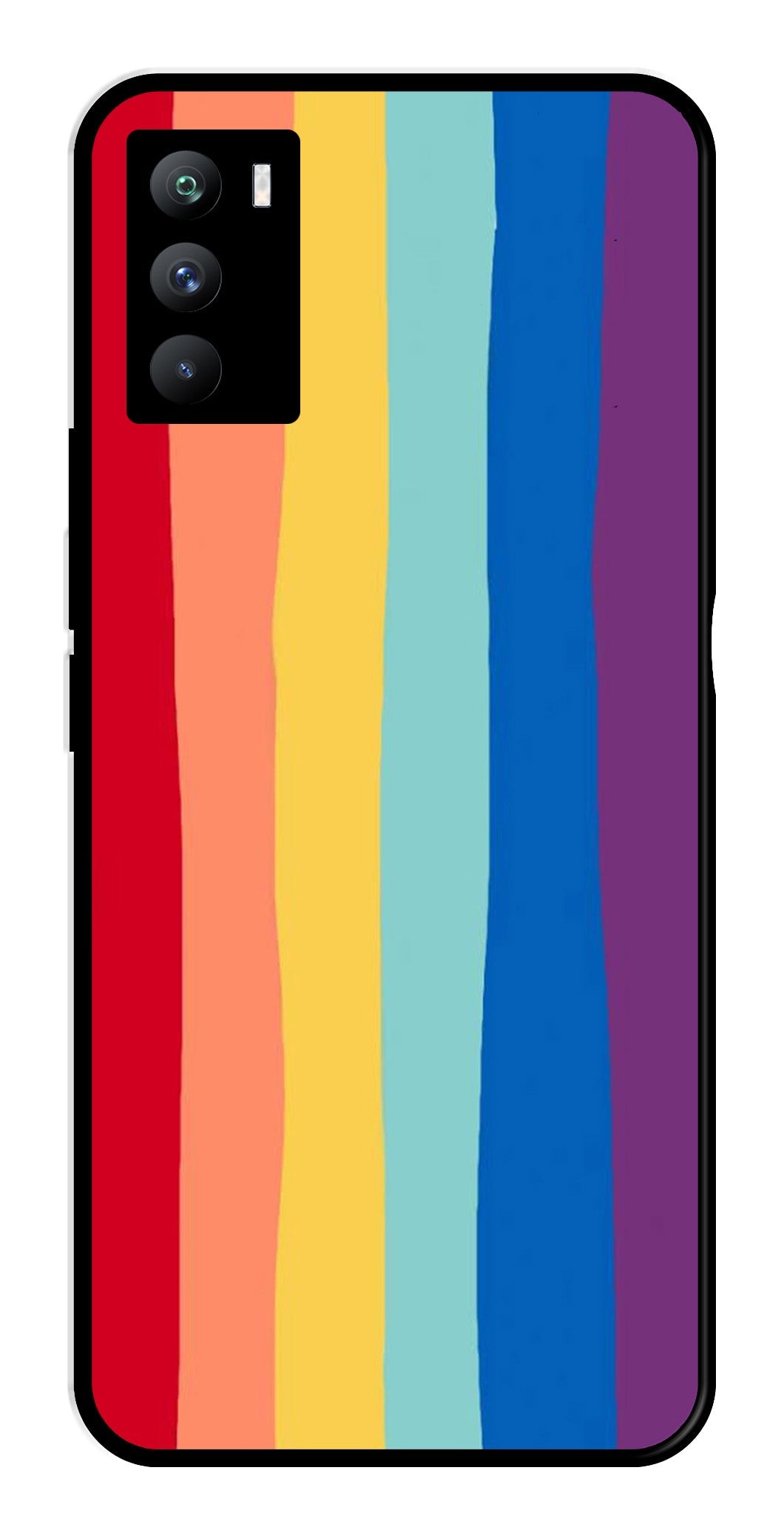 Rainbow MultiColor Metal Mobile Case for iQOO 9 SE 5G   (Design No -03)