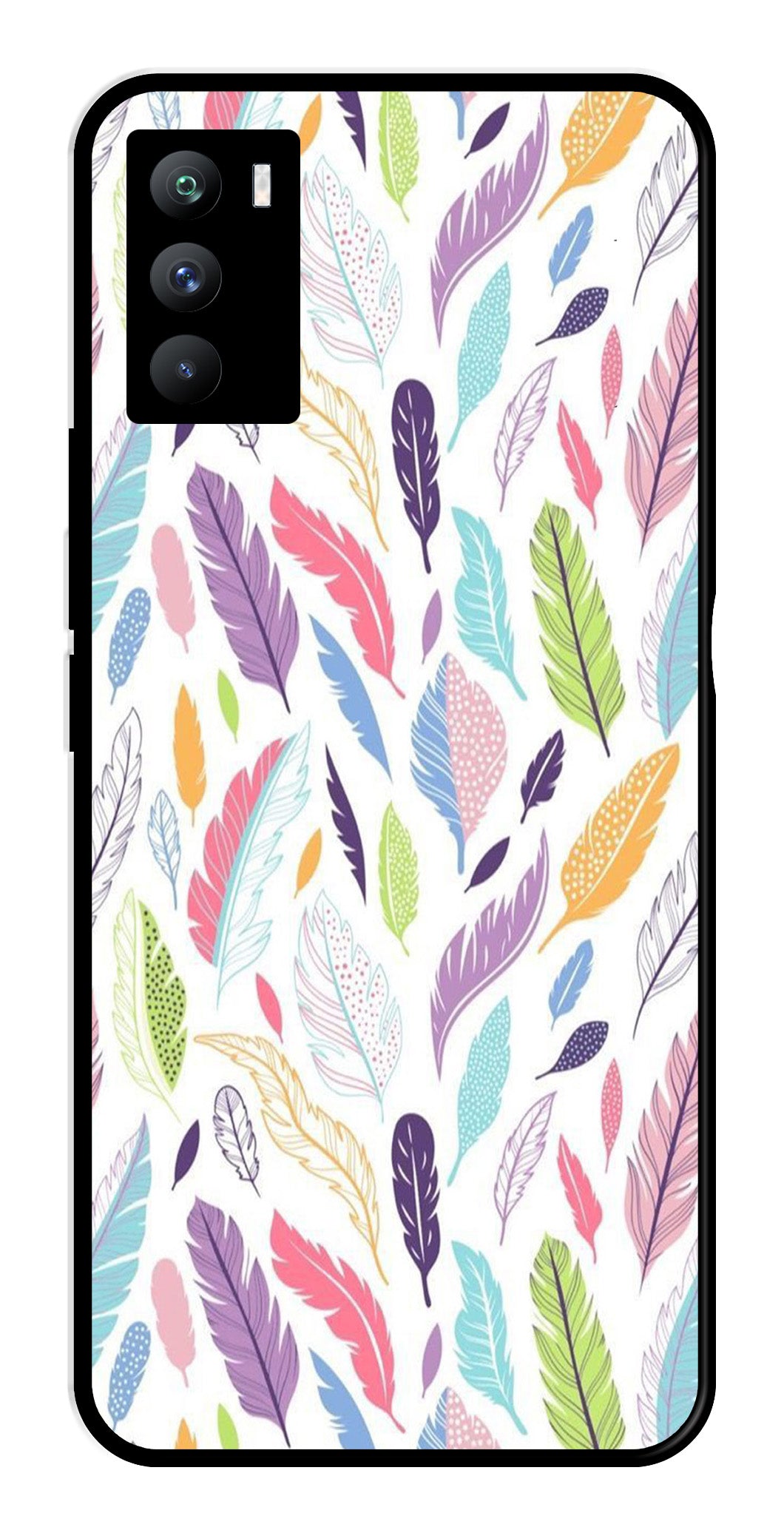 Colorful Feathers Metal Mobile Case for iQOO 9 SE 5G   (Design No -06)