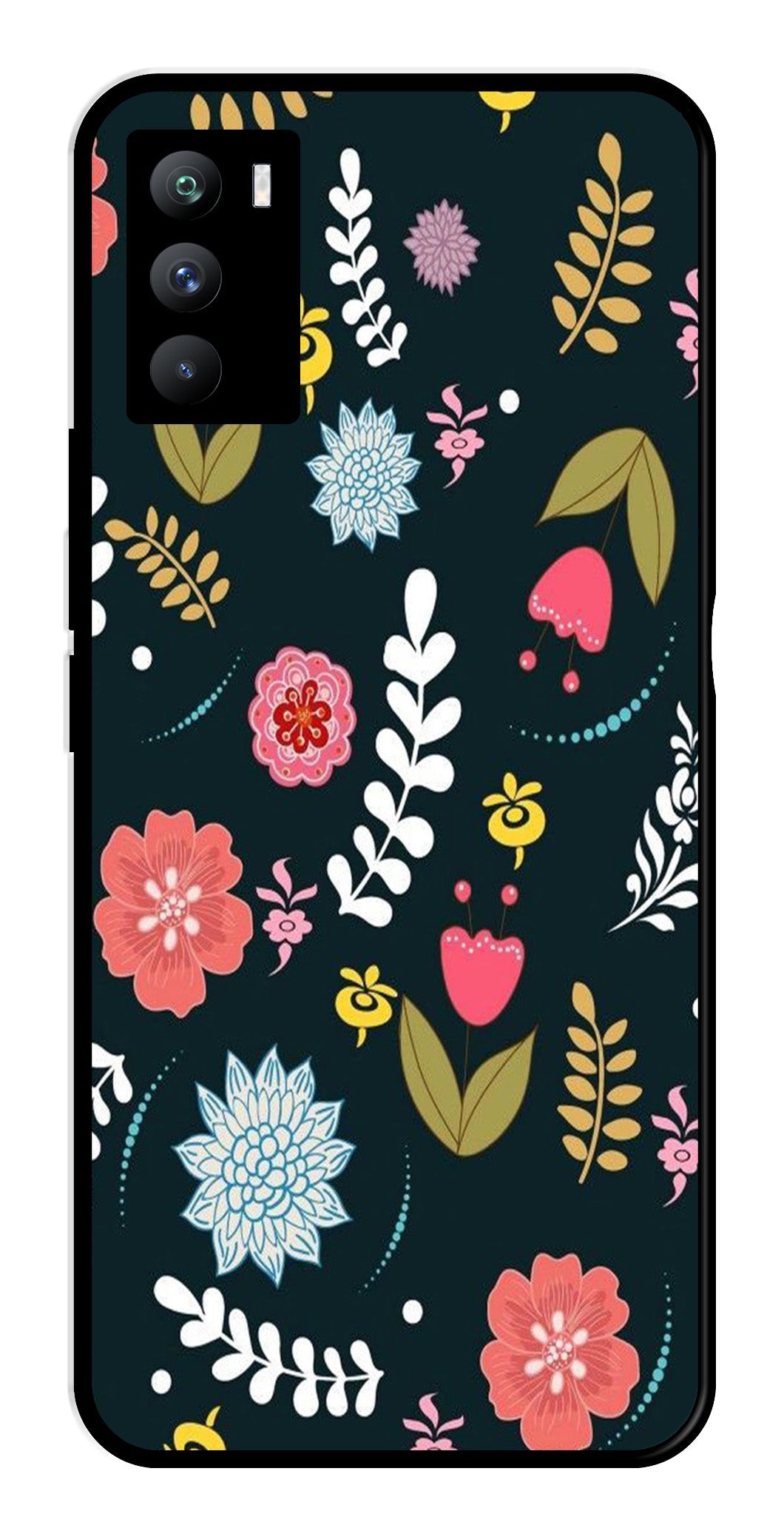 Floral Pattern2 Metal Mobile Case for iQOO 9 SE 5G   (Design No -12)