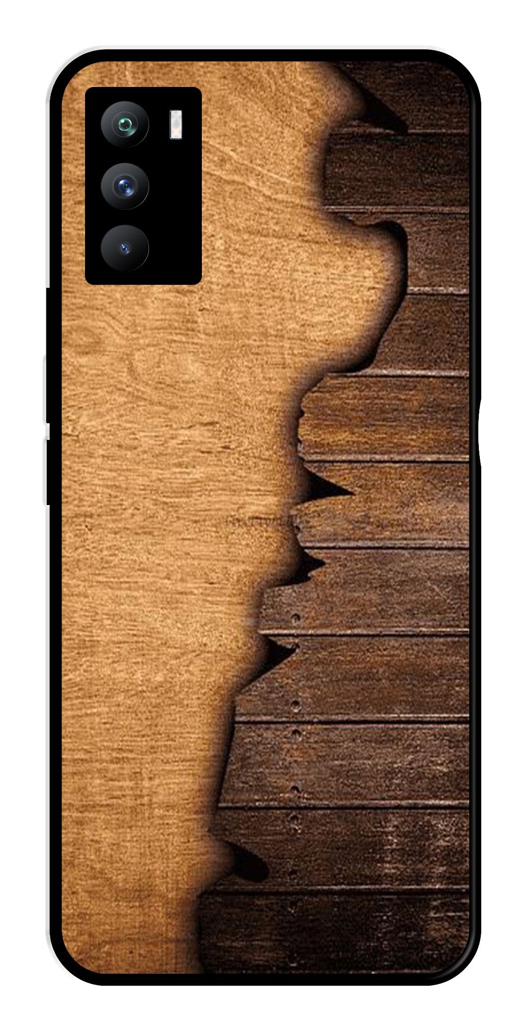 Wooden Design Metal Mobile Case for iQOO 9 SE 5G   (Design No -13)