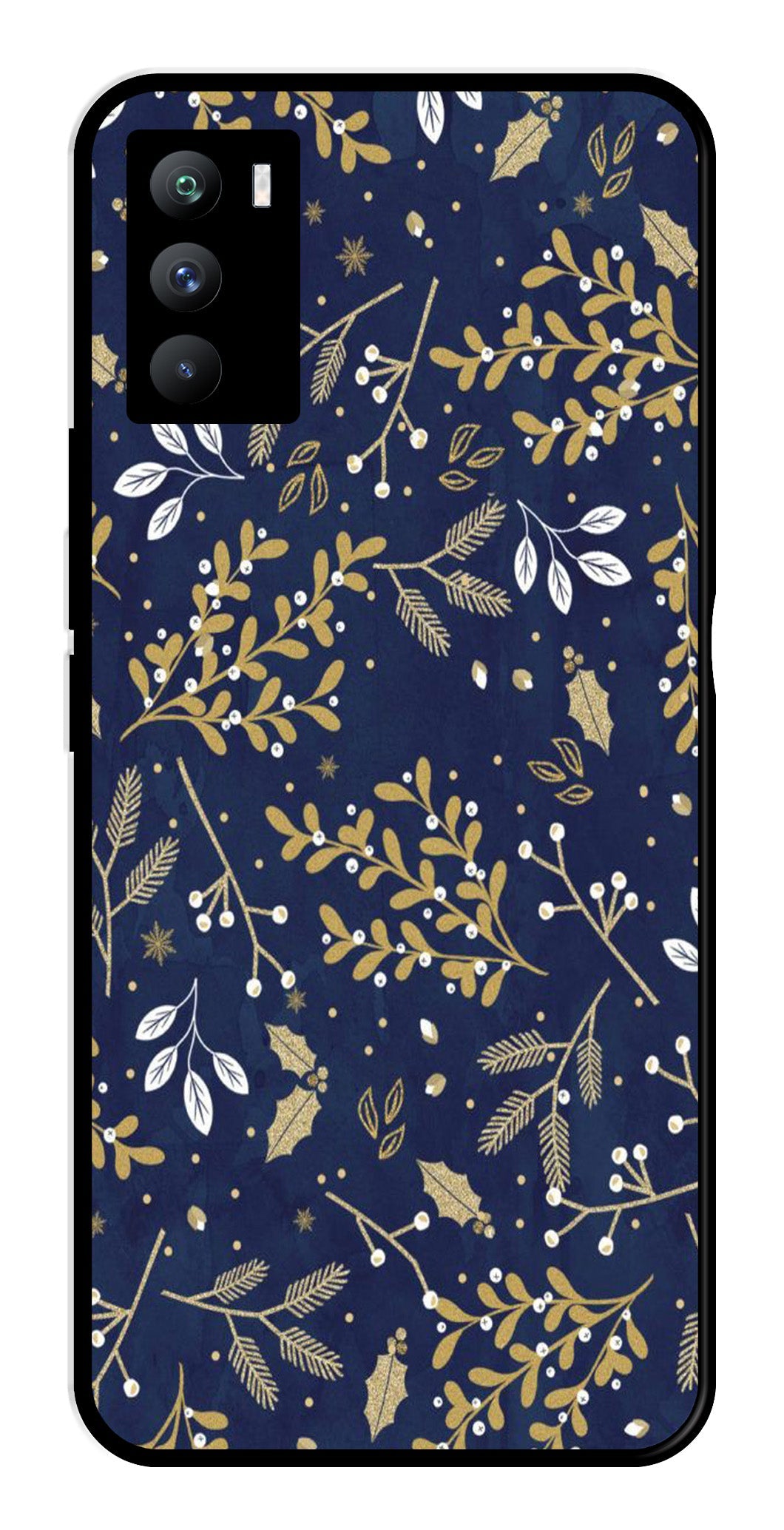 Floral Pattern  Metal Mobile Case for iQOO 9 SE 5G   (Design No -52)