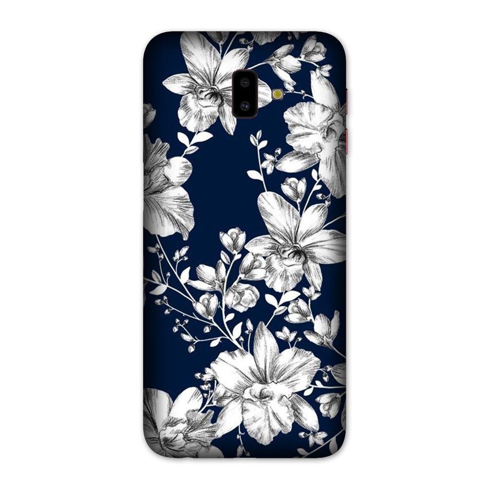 White flowers Blue Background Case for Galaxy J6 Plus