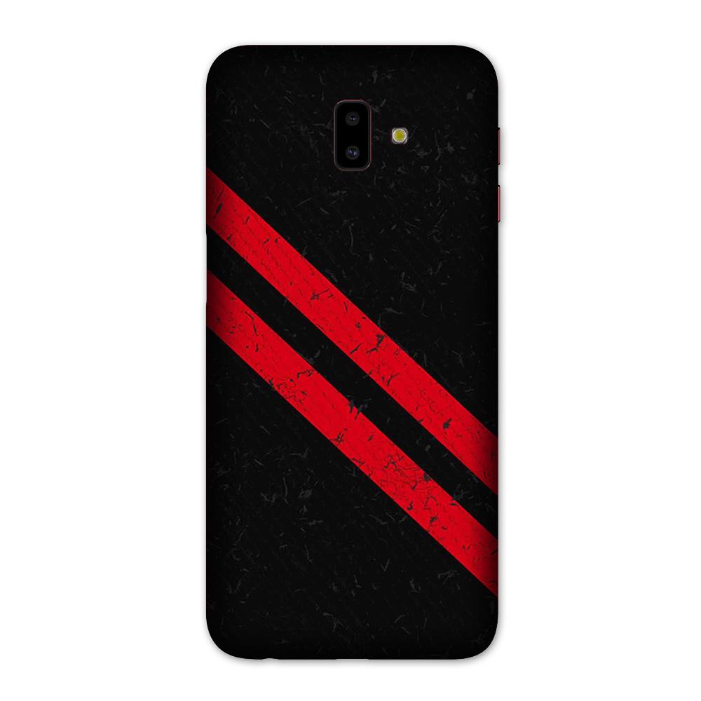 Black Red Pattern Mobile Back Case for Galaxy J6 Plus (Design - 373)