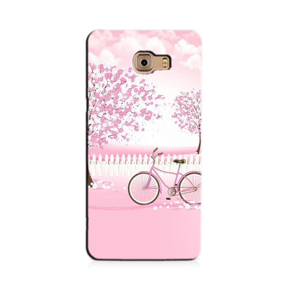 Pink Flowers Cycle Case for Galaxy C7/ C7 Pro  (Design - 102)