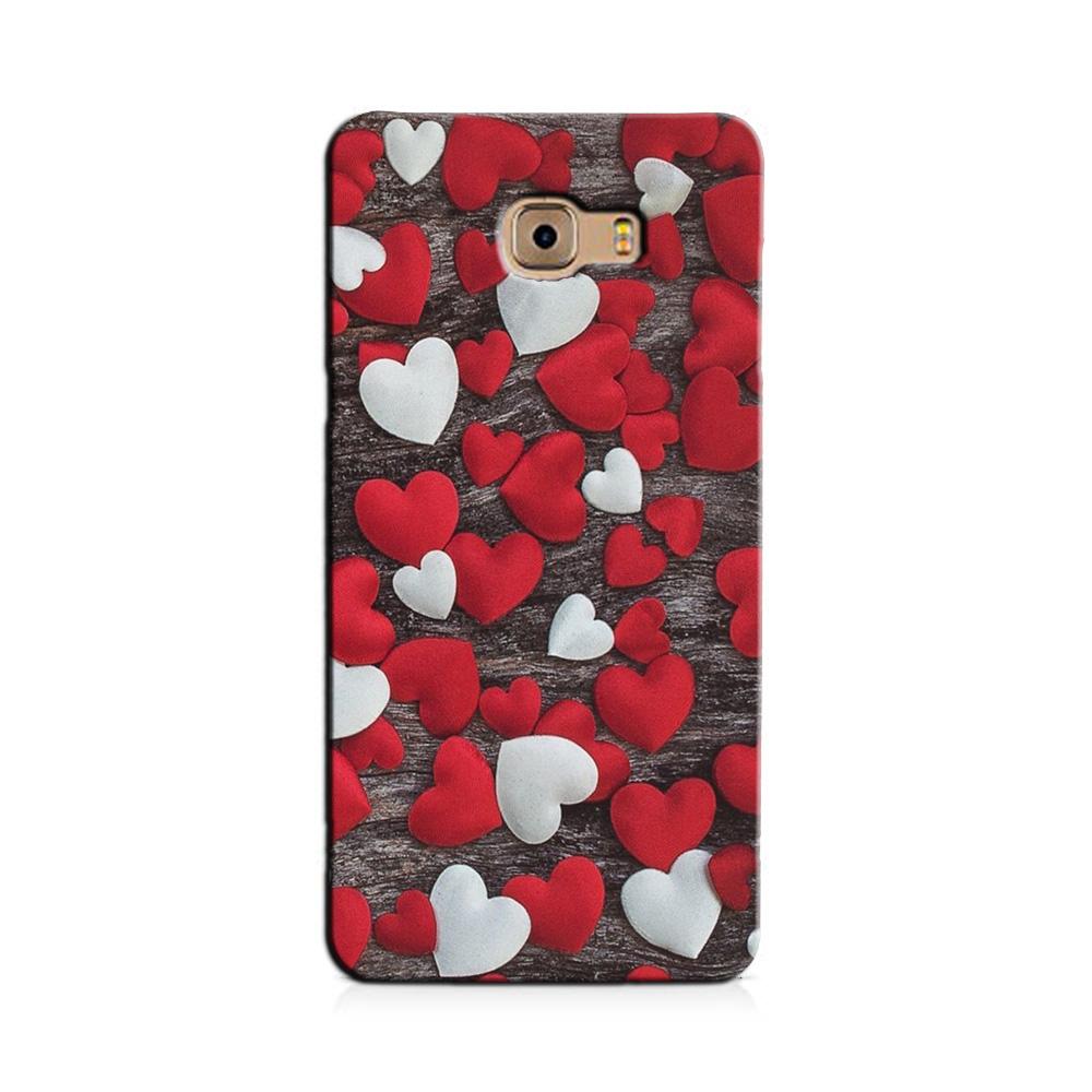 Red White Hearts Case for Galaxy C9/ C9 Pro  (Design - 105)