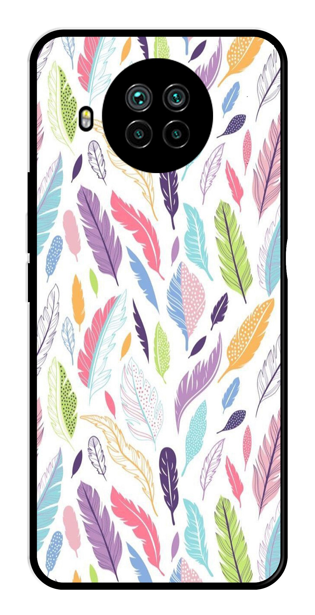 Colorful Feathers Metal Mobile Case for Xiaomi Mi 10i   (Design No -06)
