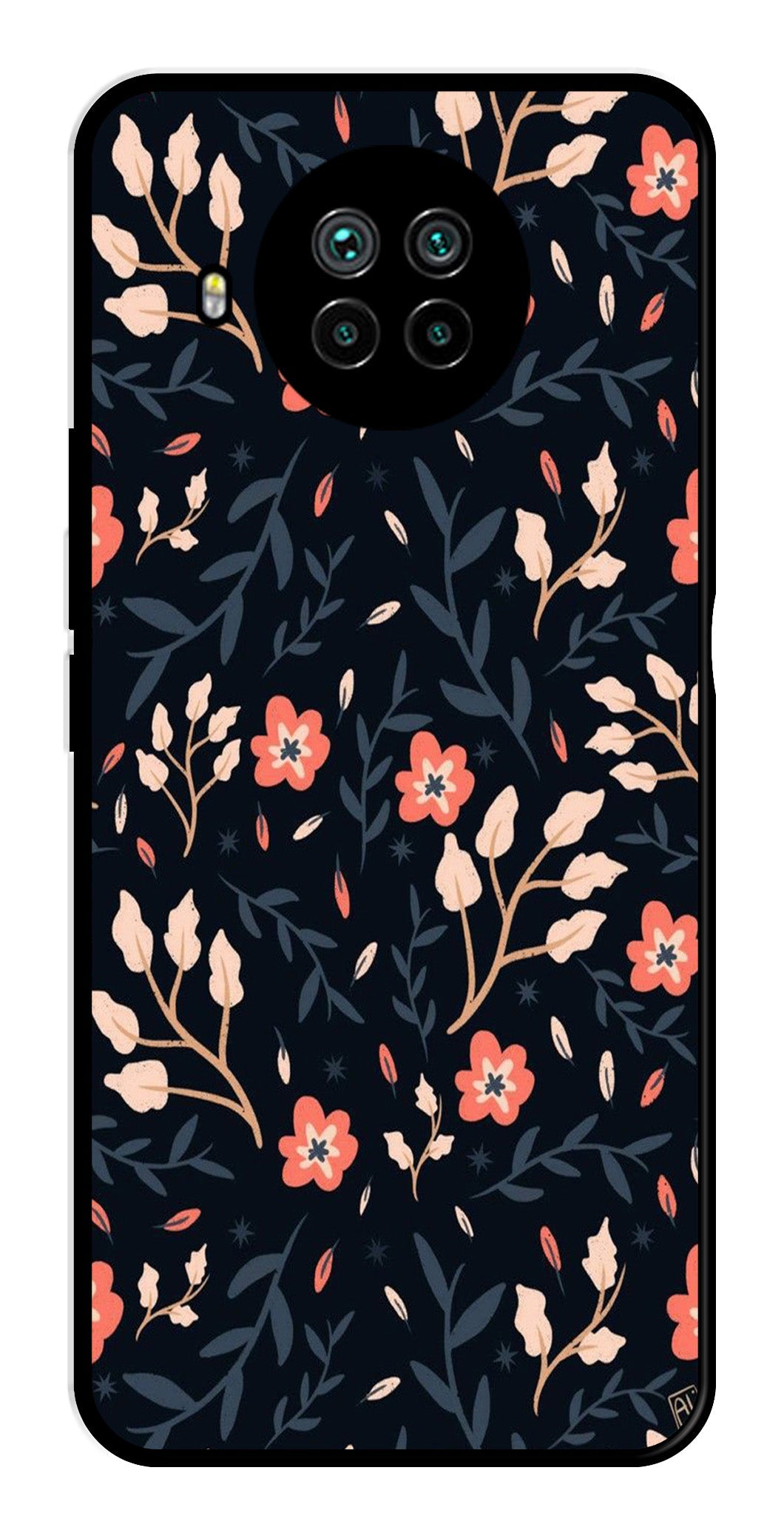 Floral Pattern Metal Mobile Case for Xiaomi Mi 10i   (Design No -10)