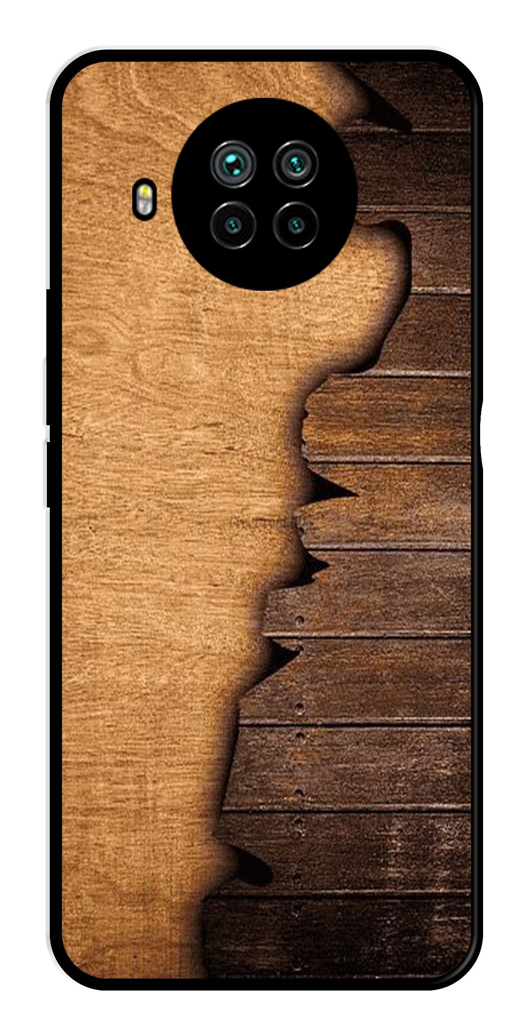 Wooden Design Metal Mobile Case for Xiaomi Mi 10i   (Design No -13)