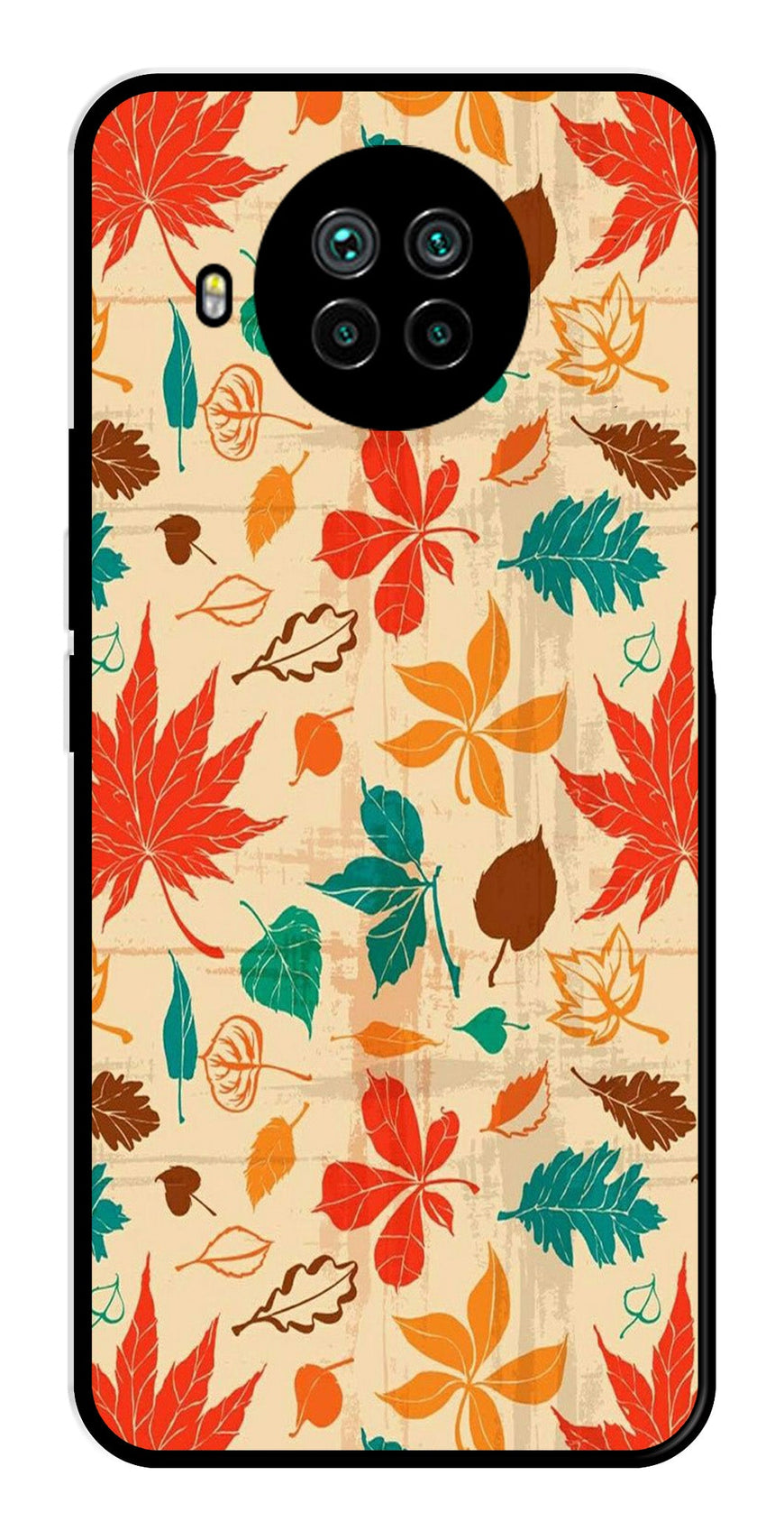 Leafs Design Metal Mobile Case for Xiaomi Mi 10i   (Design No -14)