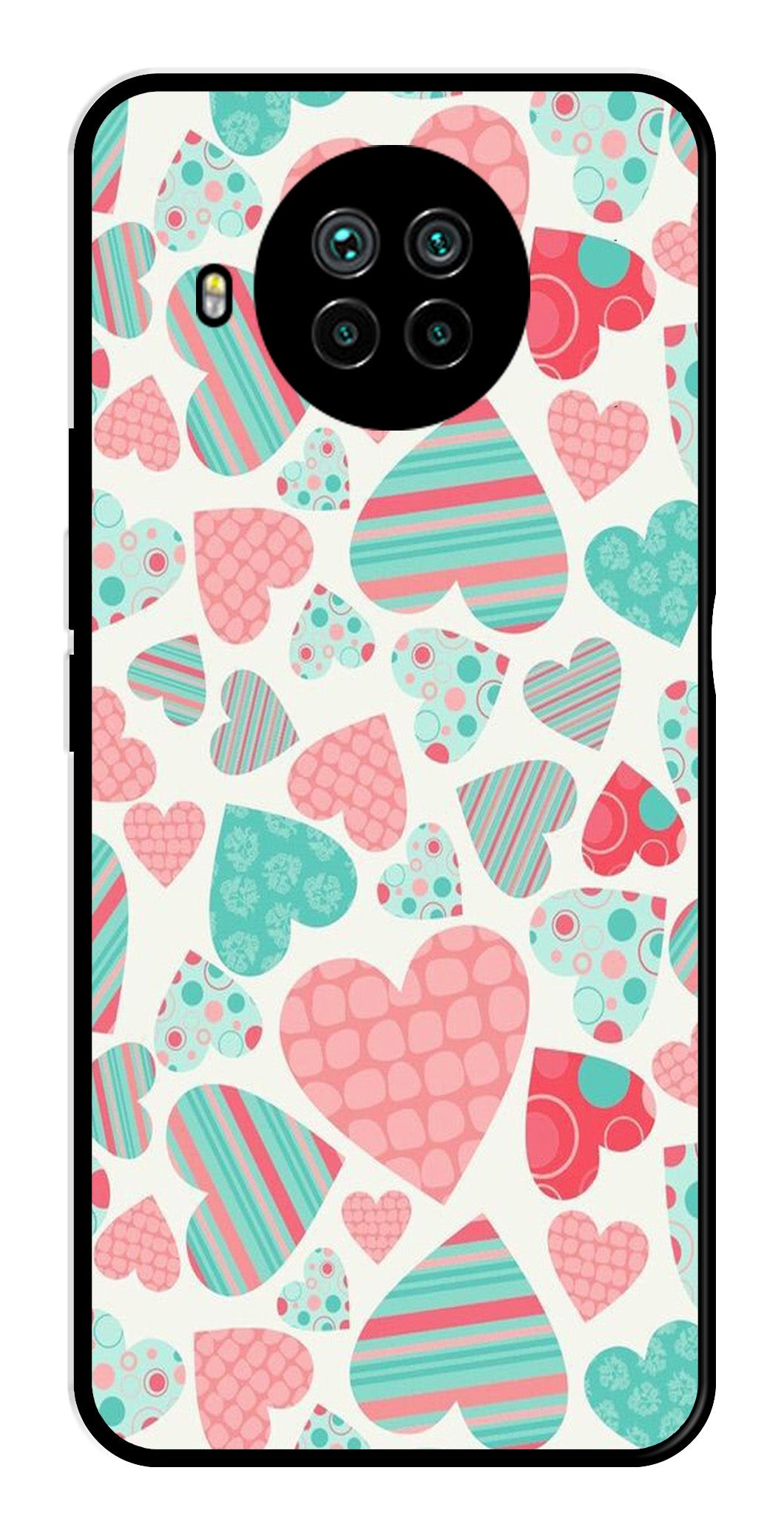 Hearts Pattern Metal Mobile Case for Xiaomi Mi 10i   (Design No -22)