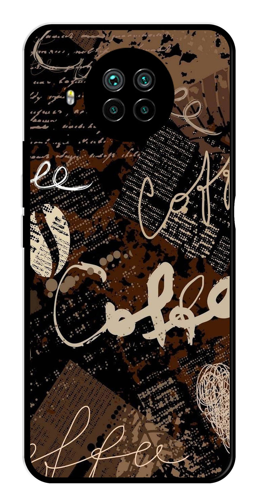 Coffee Pattern Metal Mobile Case for Xiaomi Mi 10i   (Design No -37)