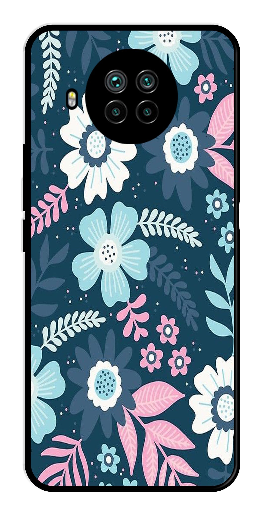 Flower Leaves Design Metal Mobile Case for Xiaomi Mi 10i   (Design No -50)
