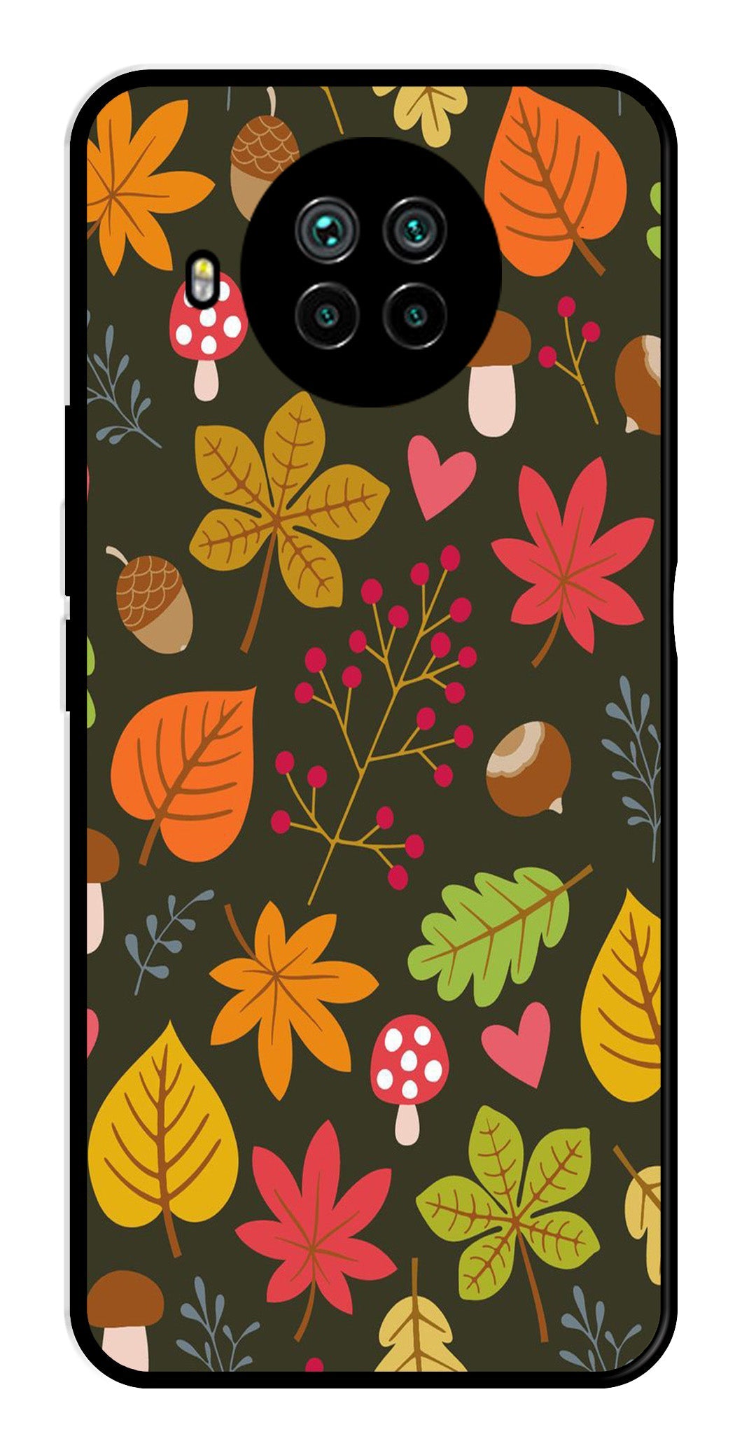 Leaves Design Metal Mobile Case for Xiaomi Mi 10i   (Design No -51)