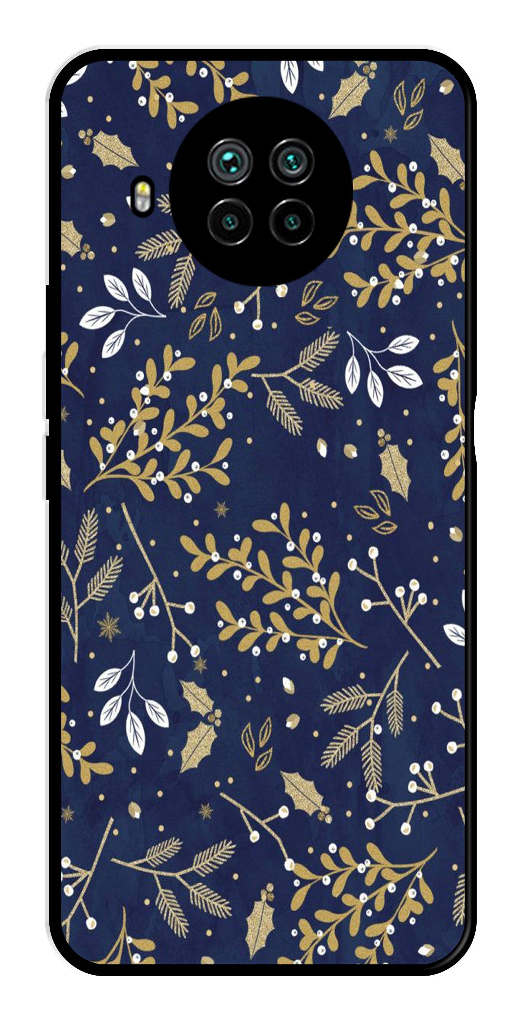 Floral Pattern  Metal Mobile Case for Xiaomi Mi 10i   (Design No -52)