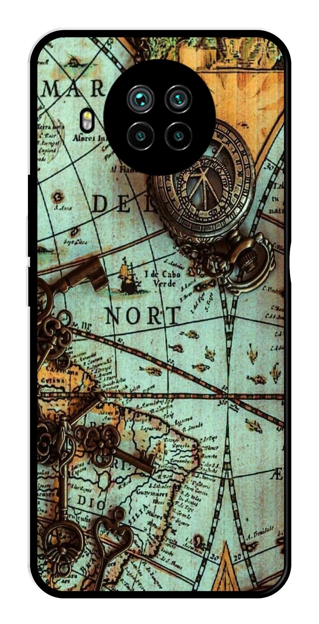 Map Design Metal Mobile Case for Xiaomi Mi 10i   (Design No -54)
