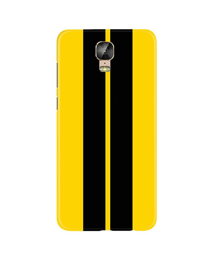 Black Yellow Pattern Mobile Back Case for Gionee M5 Plus (Design - 377)