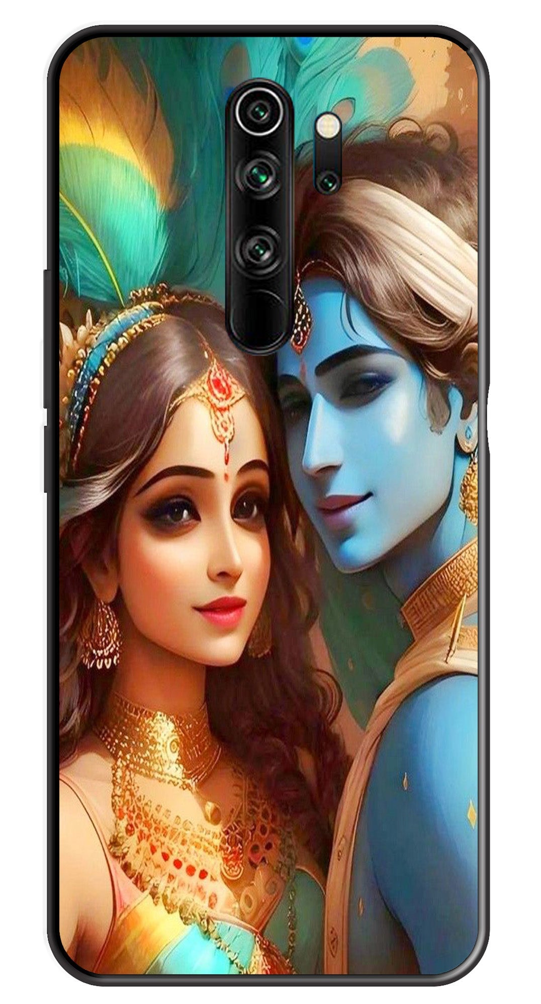 Lord Radha Krishna Metal Mobile Case for Redmi Note 8 Pro   (Design No -01)