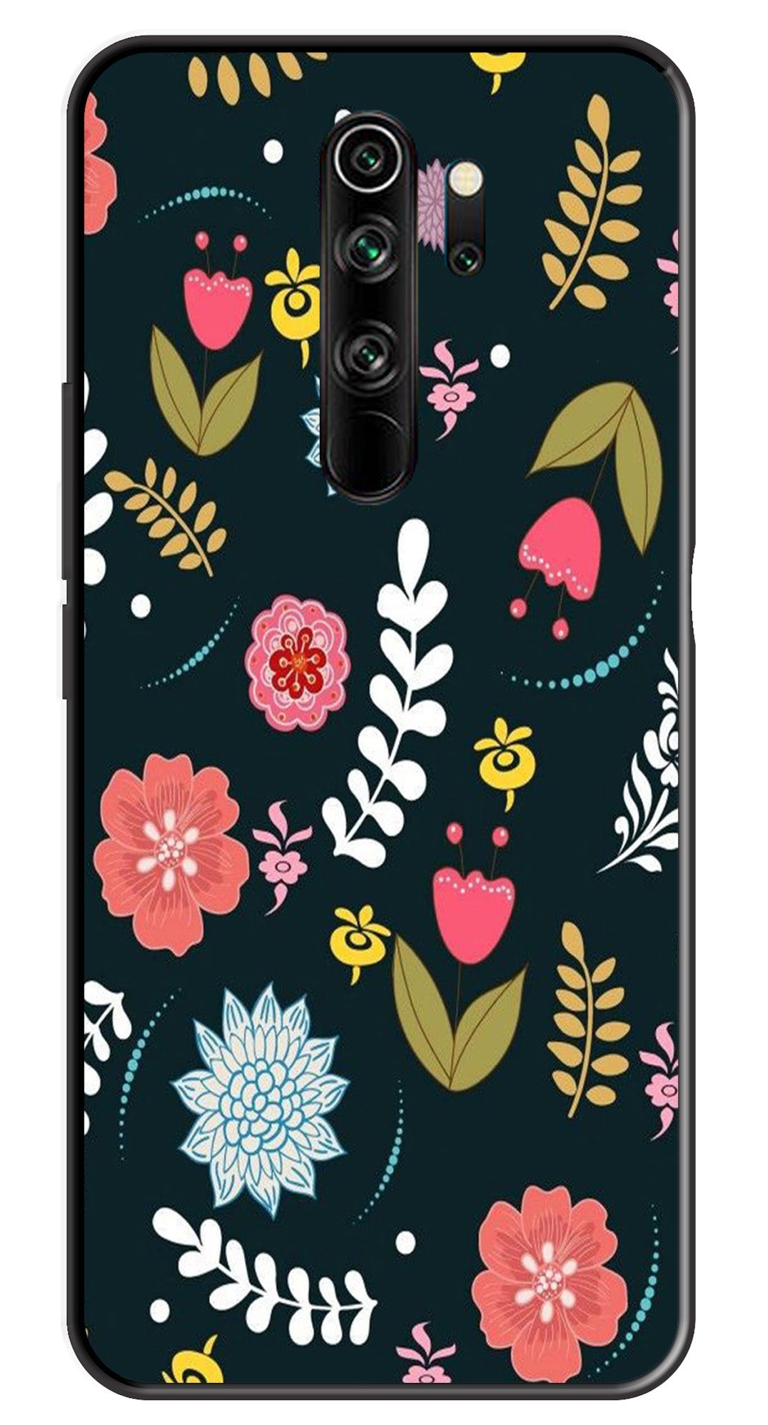 Floral Pattern2 Metal Mobile Case for Redmi Note 8 Pro   (Design No -12)