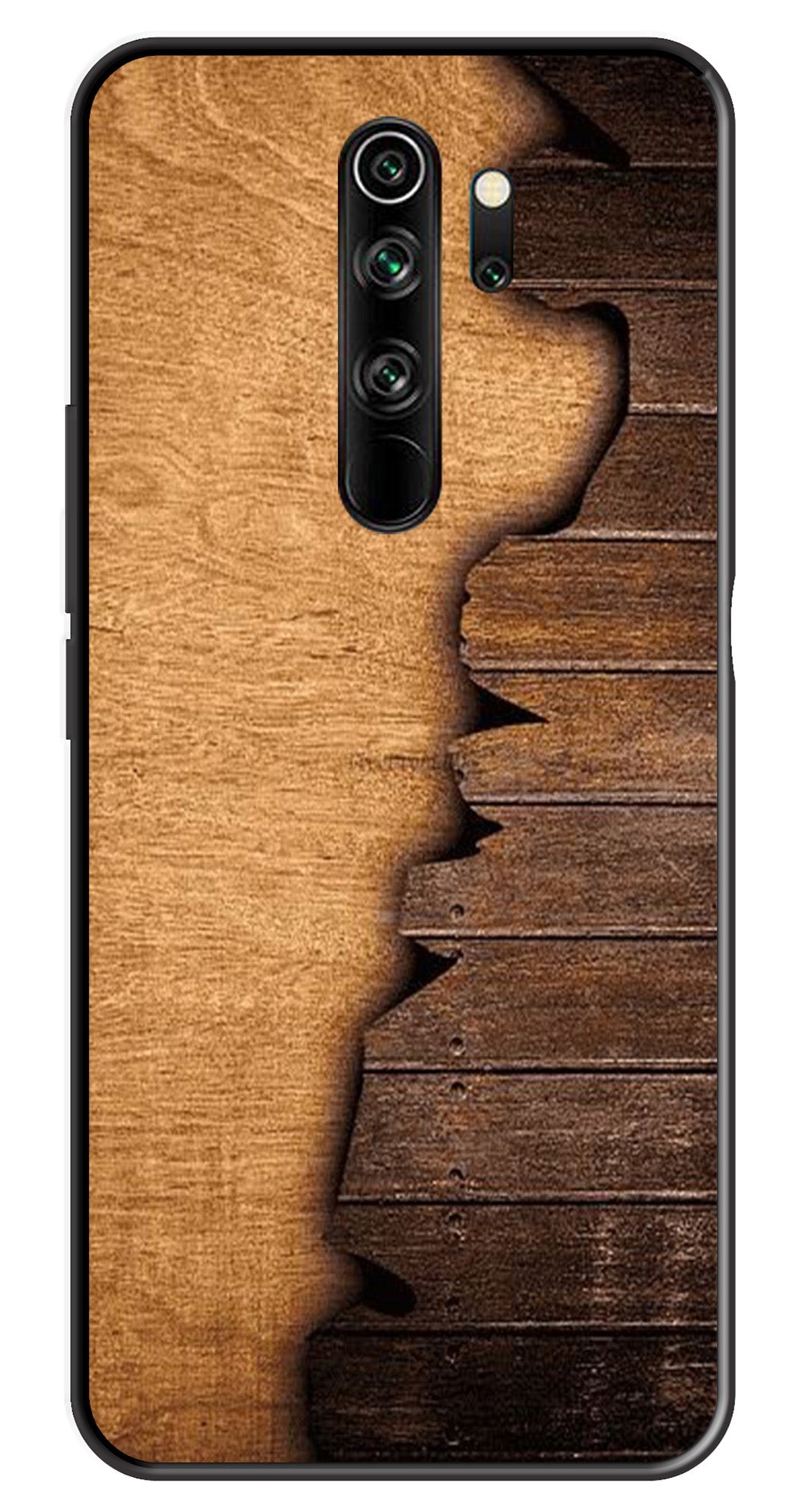 Wooden Design Metal Mobile Case for Redmi Note 8 Pro   (Design No -13)