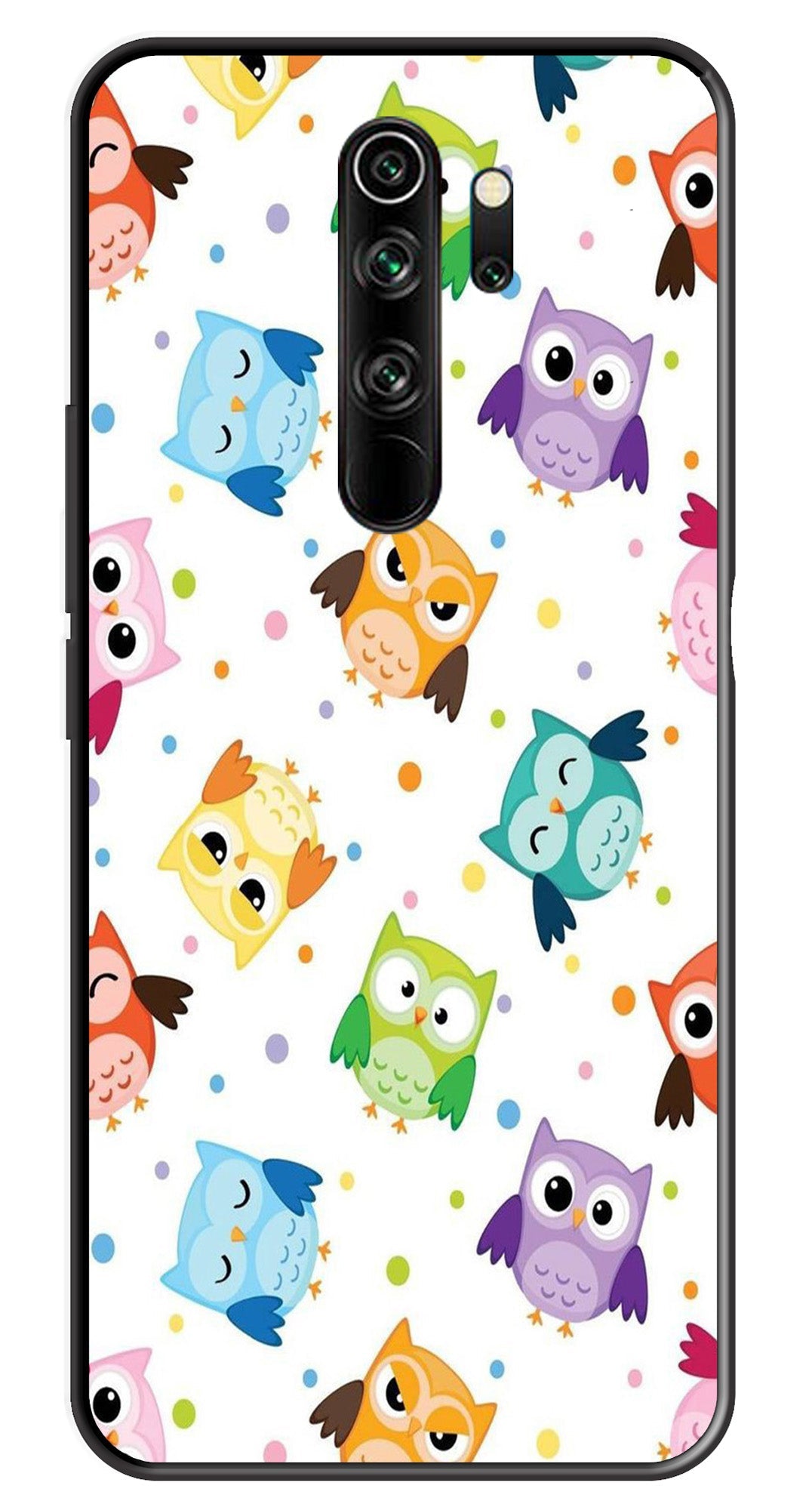 Owls Pattern Metal Mobile Case for Redmi Note 8 Pro   (Design No -20)