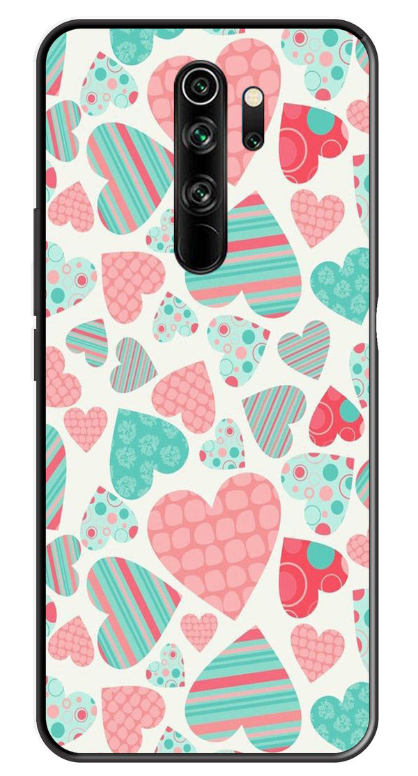 Hearts Pattern Metal Mobile Case for Redmi Note 8 Pro   (Design No -22)