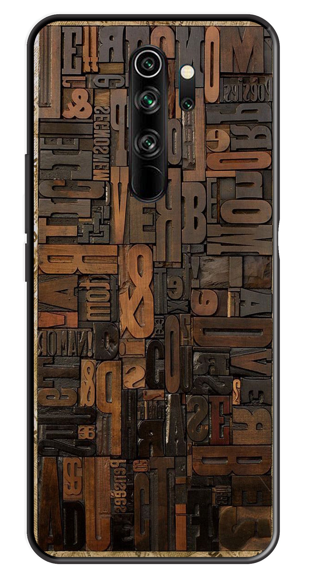 Alphabets Metal Mobile Case for Redmi Note 8 Pro   (Design No -32)